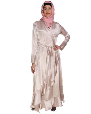 Brown plain satin abaya 2