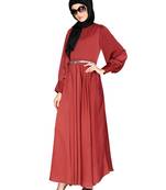 Red mirror  satin  abaya