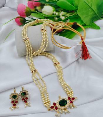 Sukai Jewels Ethnic Traditional Wear Moti Mala Necklace with Earring Set for Women and Girls 1