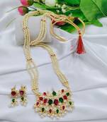 Sukai Jewels Ethnic Traditional Wear Moti Mala Necklace with Earring Set for Women and Girls