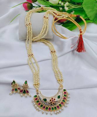 Sukai Jewels Ethnic Traditional Wear Moti Mala Necklace with Earring Set for Women and Girls 1