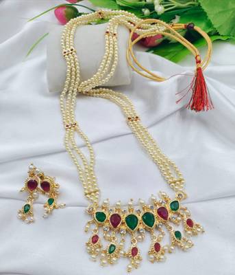 Sukai Jewels Ethnic Traditional Wear Moti Mala Necklace with Earring Set for Women and Girls 1