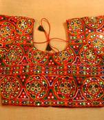 3/4TH Sleeves Kutch hand Embroidered Multicolour AUTHENTIC MIRROR WORK Designer Paded Stitched Blouse