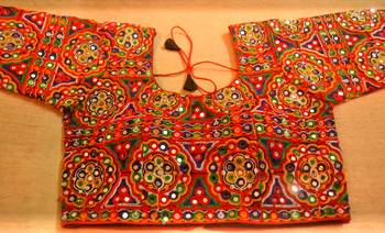 3/4TH Sleeves Kutch hand Embroidered Multicolour AUTHENTIC MIRROR WORK Designer Paded Stitched Blouse 2
