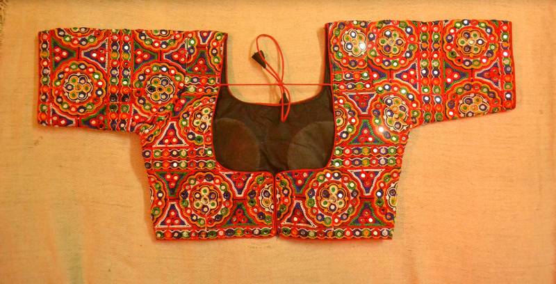 3/4TH Sleeves Kutch hand Embroidered Multicolour AUTHENTIC MIRROR WORK Designer Paded Stitched Blouse