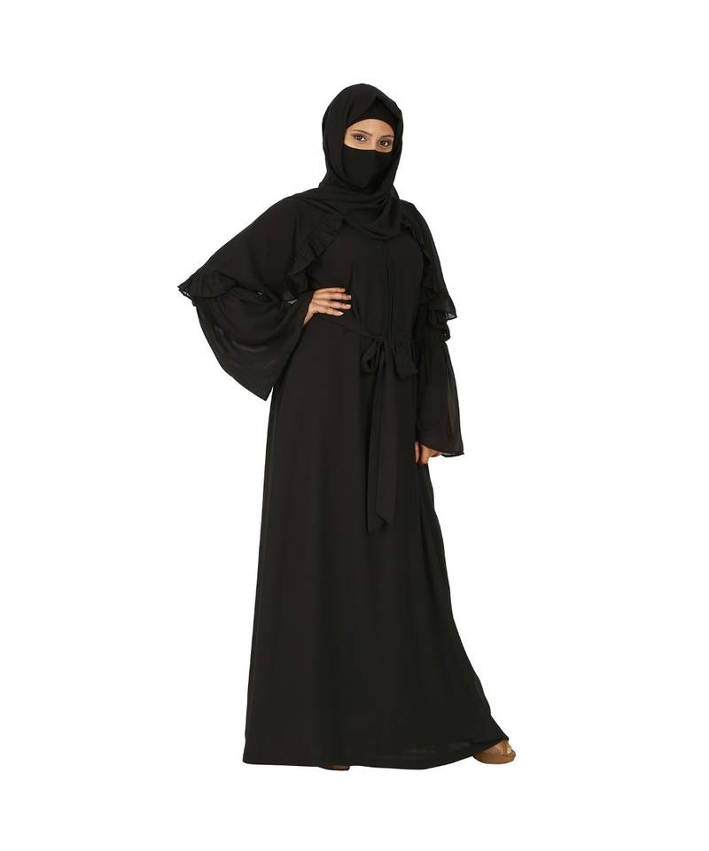 Designer Modest Dress With Frills