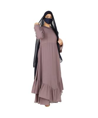 Designer Modest Dress With Frills and Layers 2