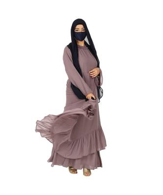 Designer Modest Dress With Frills and Layers 4