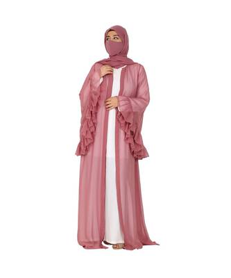 Abaya With Contrast Shrug and Hijab 1