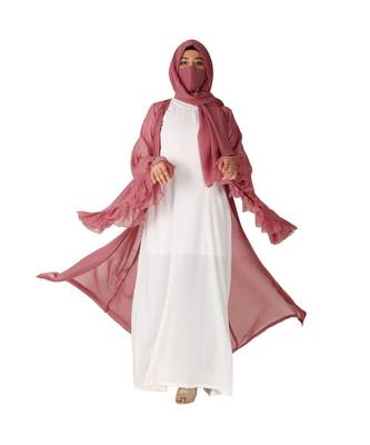 Abaya With Contrast Shrug and Hijab 2