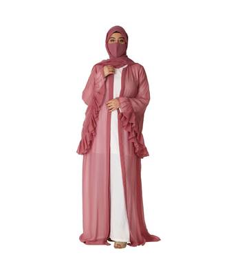 Abaya With Contrast Shrug and Hijab 3