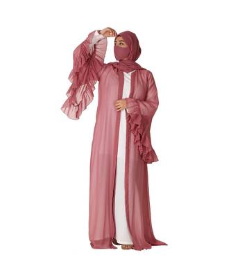 Abaya With Contrast Shrug and Hijab 4