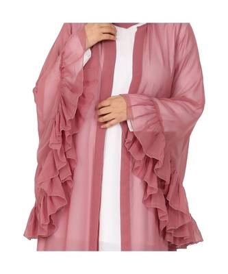 Abaya With Contrast Shrug and Hijab 5