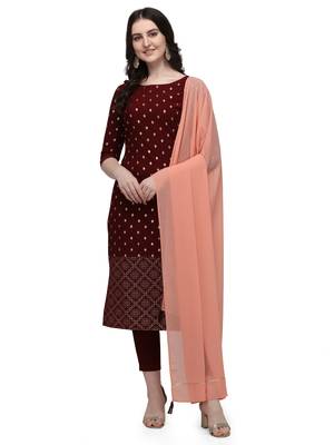 maroon printed crepe party-wear-kurtis 1