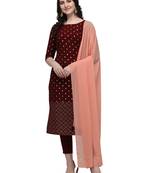 maroon printed crepe party-wear-kurtis
