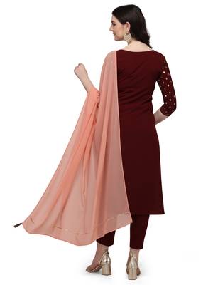 maroon printed crepe party-wear-kurtis 2