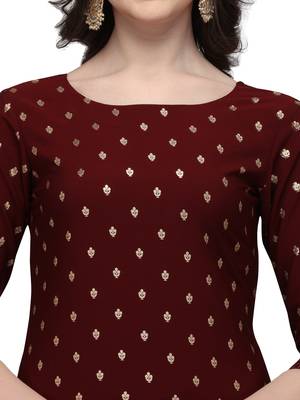 maroon printed crepe party-wear-kurtis 4