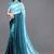 Turquoise plain georgette saree with blouse