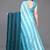 Turquoise plain georgette saree with blouse