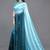 Turquoise plain georgette saree with blouse