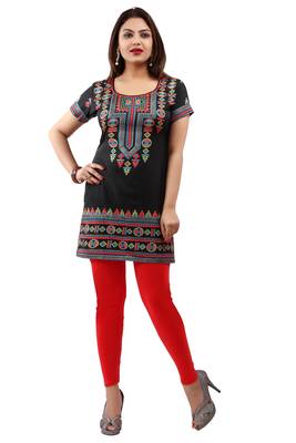 Black printed crepe short-kurtis 1