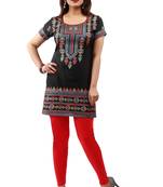 Black printed crepe short-kurtis