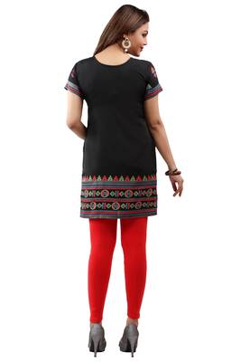 Black printed crepe short-kurtis 2