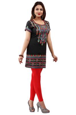 Black printed crepe short-kurtis 4