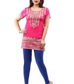 Pink printed crepe short-kurtis