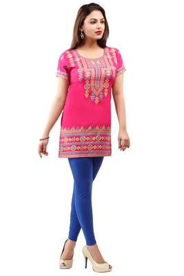 Pink printed crepe short-kurtis 4
