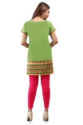 Green printed crepe short-kurtis 2