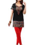 Black printed crepe short-kurtis