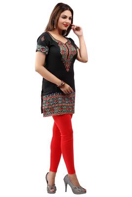 Black printed crepe short-kurtis 4