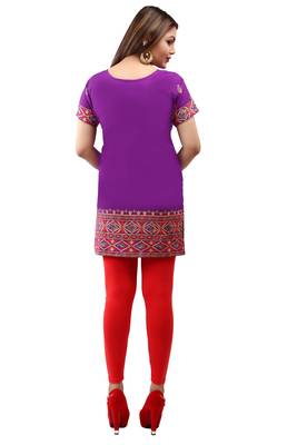 Purple printed crepe short-kurtis 2
