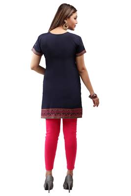 Navy-blue printed crepe short-kurtis 2