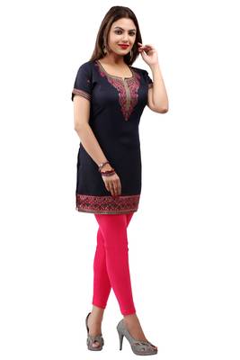 Navy-blue printed crepe short-kurtis 4