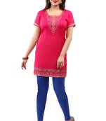 Pink printed crepe short-kurtis
