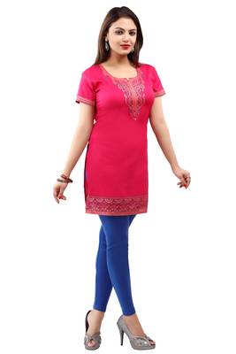 Pink printed crepe short-kurtis 4