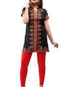 Black printed crepe short-kurtis