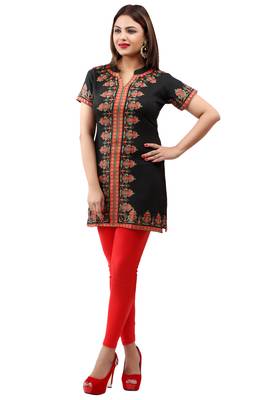 Black printed crepe short-kurtis 3