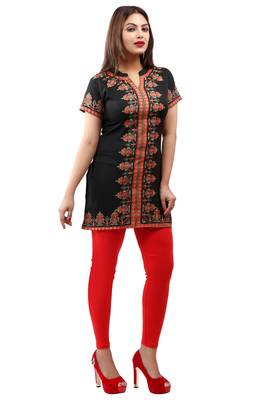 Black printed crepe short-kurtis 4