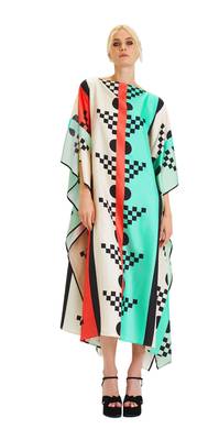 JSDC Geometric Printed Style Satin Silk Kaftan For Women 1