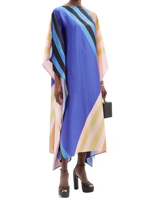 JSDC Lounge Wear Striped Printed Satin Silk Kaftan For Women 1