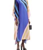 JSDC Lounge Wear Striped Printed Satin Silk Kaftan For Women