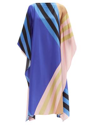 JSDC Lounge Wear Striped Printed Satin Silk Kaftan For Women 4