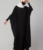 Black Kaftan Abaya With Elasticated Sleeves