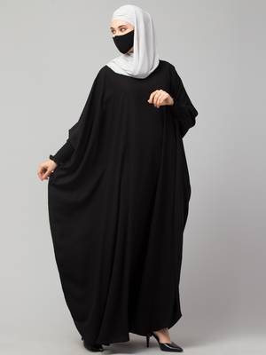 Black Kaftan Abaya With Elasticated Sleeves 3