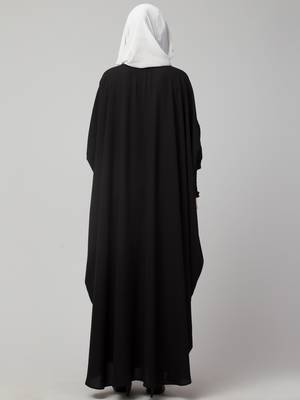 Black Kaftan Abaya With Elasticated Sleeves 4