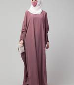 Puce Pink Kaftan Abaya With Elasticated Sleeves