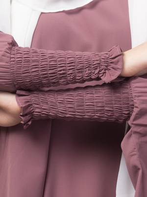 Puce Pink Kaftan Abaya With Elasticated Sleeves 5